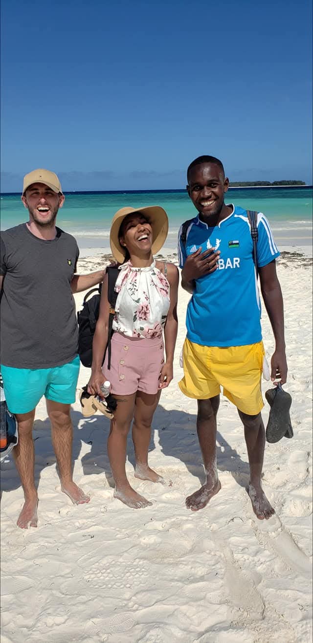 Guests with their guide exploring the beautiful beaches of Zanzibar